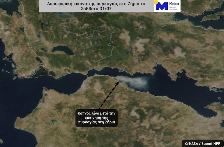 Δορυφορικές εικόνες από την πυρκαγιά στην Αχαΐα