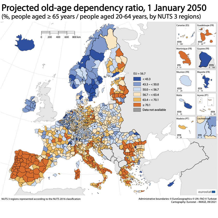 EUROSTAT ΑΝΑΛΟΓΙΑ ΗΛΙΚΩΜΕΝΟΙ ΕΡΓΑΖΟΜΕΝΟΙ 2050