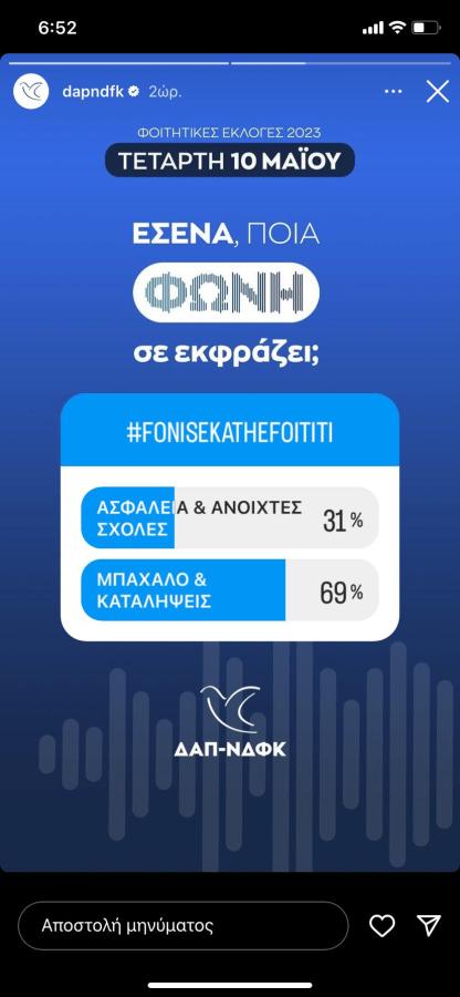 ΔΑΠ-ΝΔΦΚ poll στο instagram