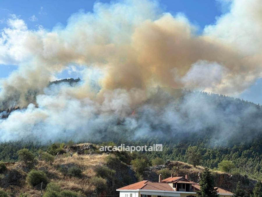 καπνός από τη φωτιά στην Τρίπολη