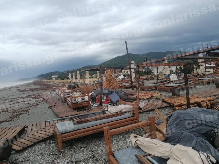 παραλία Λάρισα καταστροφές 