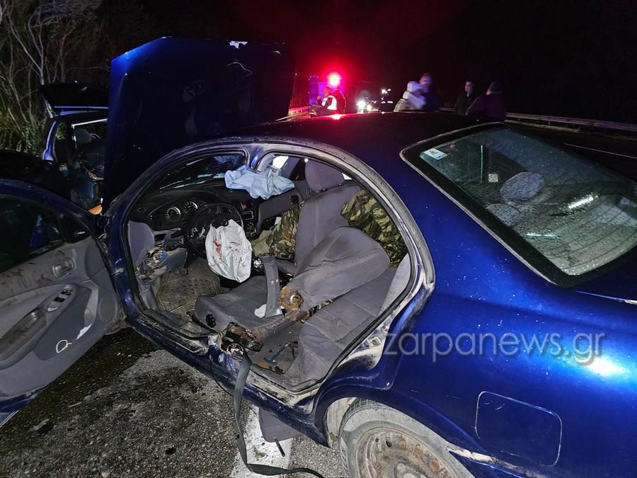 Κατεστραμμένο όχημα που ενεπλάκη στο θανατηφόρο τροχαίο στα Χανιά