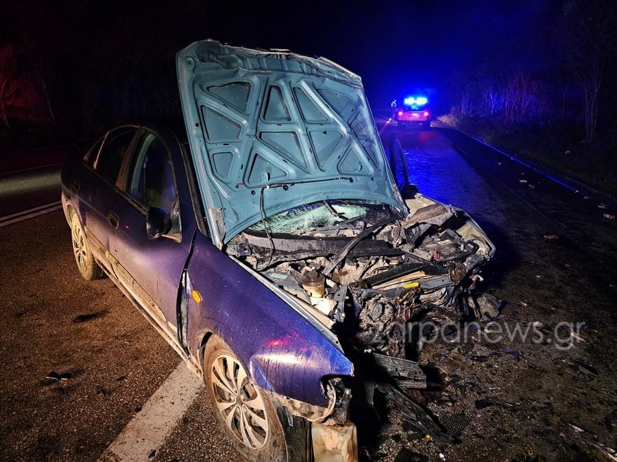 Κατεστραμμένο όχημα που ενεπλάκη στο θανατηφόρο τροχαίο στα Χανιά