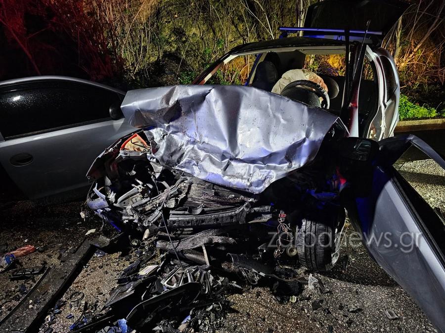 Κατεστραμμένο όχημα που ενεπλάκη στο θανατηφόρο τροχαίο στα Χανιά