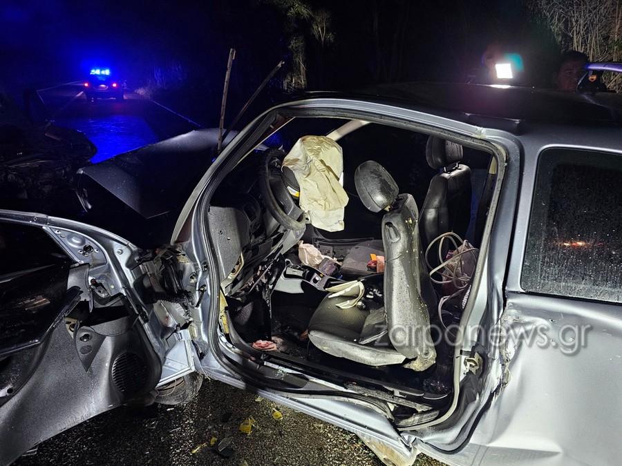 Κατεστραμμένο όχημα που ενεπλάκη στο θανατηφόρο τροχαίο στα Χανιά