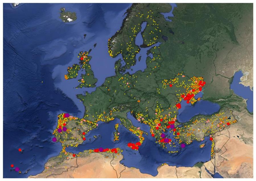 Χάρτης με καμένες εκτάσεις στην ΕΕ από φωτιές το 2023