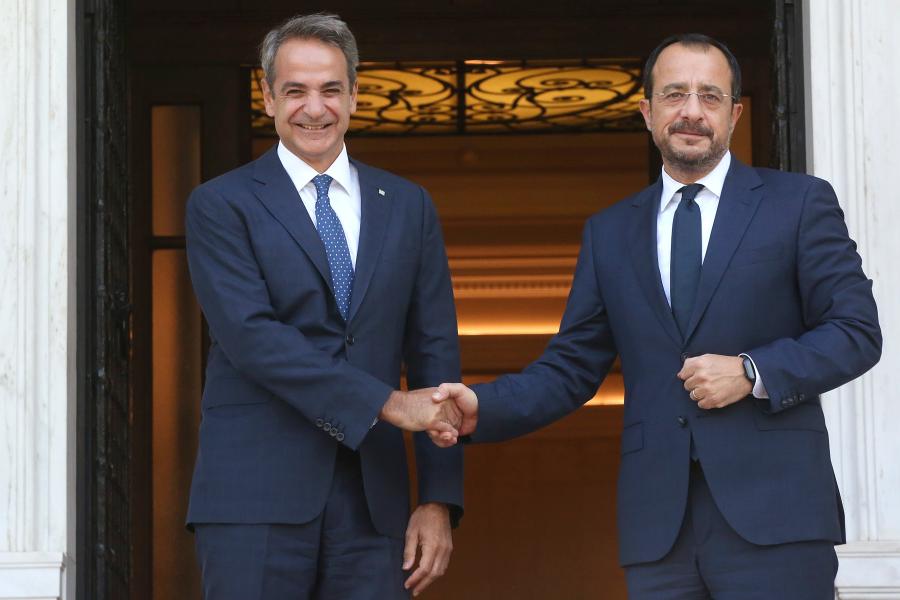 Ο πρωθυπουργός της Ελλάδας, Κυριάκος Μητσοτάκης και ο πρόεδρος της Κύπρου, Νίκος Χριστοδουλίδης