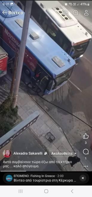 ΑΣΤΙΚΟ ΛΕΩΦΟΡΕΙΟ ΣΤΗΝ ΠΑΤΡΑ ΚΟΛΛΗΣΑΝ ΤΑ ΦΡΕΝΑ ΚΑΙ ΕΠΙΑΣΕ ΦΩΤΙΑ