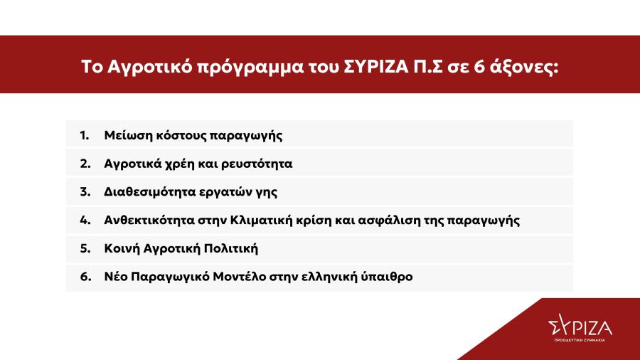 Πρόγραμμα ΣΥΡΙΖΑ για αγροτικό πολιτική