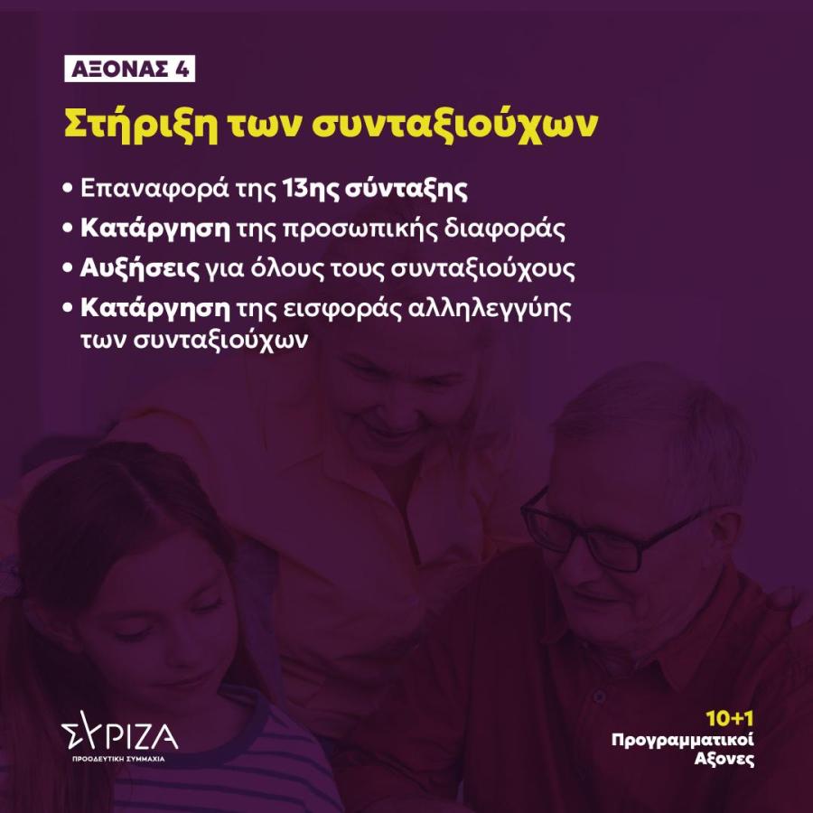 10+1 προγραμματικοί άξονες για το διάλογο των προοδευτικών δυνάμεων - Στήριξη συνταξιούχων