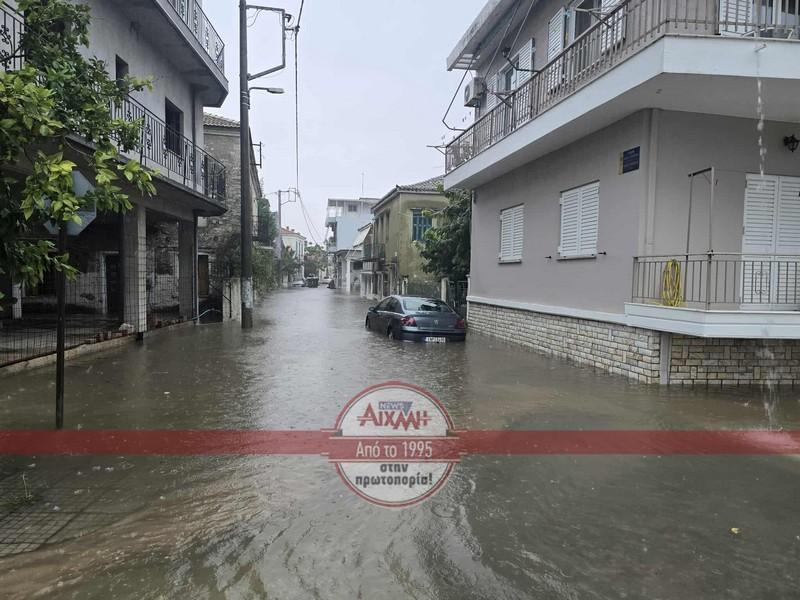 Πλημμύρες σε Μεσολόγγι και Αιτωλικό