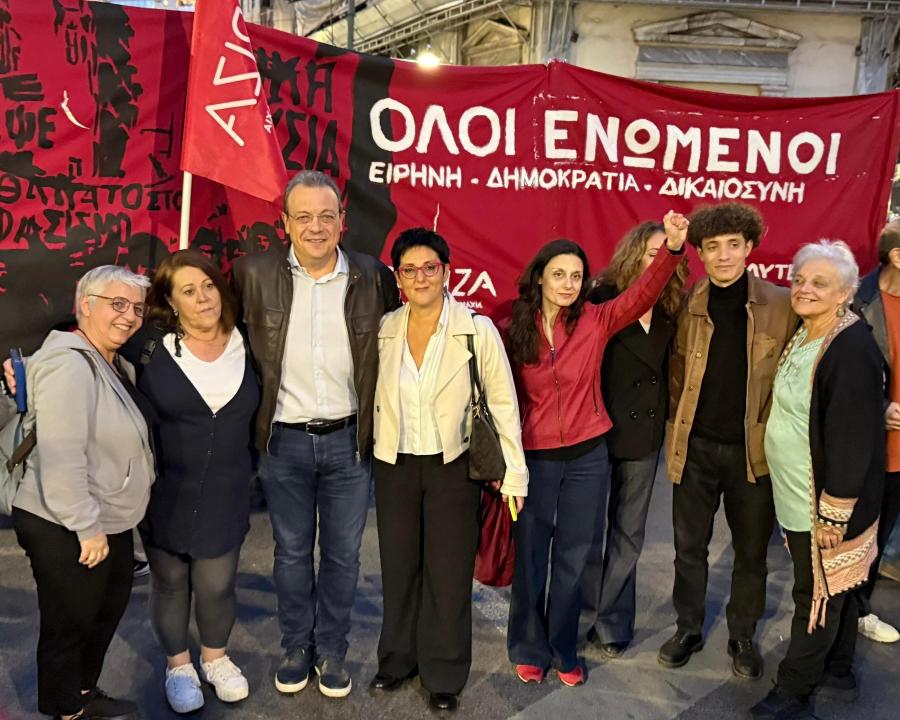 Ο Σωκράτης Φάμελλος στην πορεία για το Πολυτεχνείο