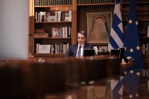 Ο Κυριάκος Μητσοτάκης στο Μαξίμου