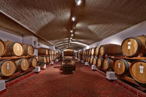 Κελάρι με κρασιά του Santo Wines