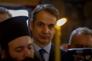 Ο Κυριάκος Μητσοτάκης στην εκκλησία