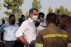 Ο Κυριάκος Μητσοτάκης στη Βαρυμπόμπη