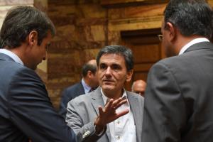 Κυριάκος Μητσοτάκης, Ευκλείδης Τσακαλώτος και Χρήστος Σταϊκούρας