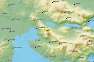 Χάρτης με σεισμό στη Θεσσαλονίκη