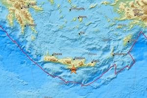 Χάρτης με σεισμό στην Κρήτη