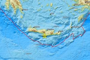 Χάρτης με σεισμό στην Κρήτη
