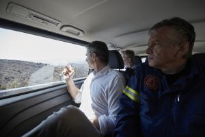 Ο Κυριάκος Μητσοτάκης στην Πεντέλη