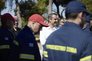 Ο Κυριάκος Μητσοτάκης στην Πεντέλη