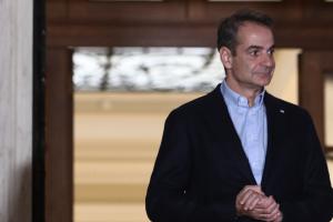 Ο Κυριάκος Μητσοτάκης στο Μαξίμου