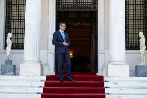 Ο Κυριάκος Μητσοτάκης στο Μαξίμου