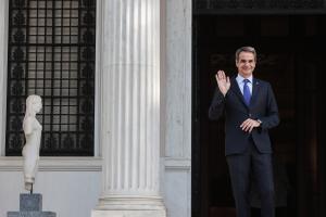 Ο Κυριάκος Μητσοτάκης στο Μέγαρο Μαξίμου