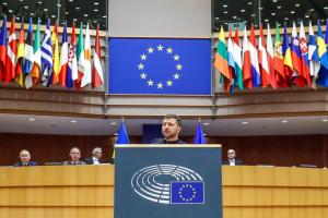 Ο Βολοντίμιρ Ζελένσκι στο Ευρωκοινοβούλιο