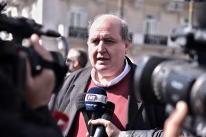Ο Νίκος Φίλης στην απεργία για τα Τέμπη