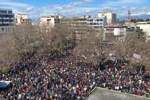 Η διαδήλωση στην Λάρισα για τα Τέμπη