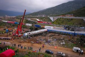Αεροφωτογραφία από την σύγκρουση τρένων στα Τέμπη