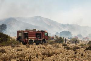Πυροσβεστικό όχημα και πυροσβέστες