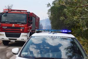 Περιπολικό της αστυνομίας και πυροσβεστικό όχημα