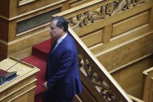 Ο Άδωνις Γεωργιάδης ανεβαίνει προς το βήμα της Βουλής