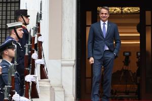 Ο Κυριάκος Μητσοτάκης στο Μέγαρο Μαξίμου