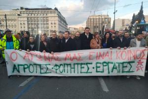 Πανό του ΣΥΡΙΖΑ-ΠΣ στο αγροτικό συλλαλητήριο