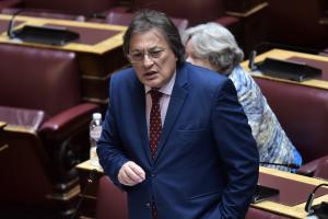 Ο Αλέξης Αυλωνίτης μιλά όρθιος από τα έδρανα της Βουλής
