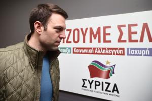 O Στέφανος Κασσελάκης, κατά την επίσκεψή του στα κεντρικά γραφεία του κόμματος στη Θεσσαλονίκη