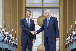 Ο Κυριάκος Μητσοτάκης και ο Ταγίπ Ερντογάν