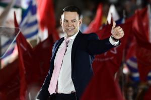 Ο Στέφανος Κασσελάκης στην κεντρική προεκλογική ομιλία στο Σύνταγμα