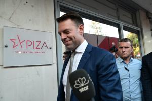 Ο Στέφανος Κασσελάκης στα γραφεία του ΣΥΡΙΖΑ - ΠΣ