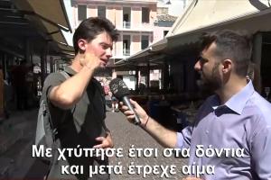 Άνδρας κάνει δηλώσεις σε δημοσιογράφο