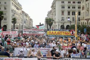 Συγκέντρωση διαμαρτυρίας της ΓΣΕΕ ΑΔΕΔΥ στη Θεσσαλονίκη στα πλαίσια της 88ης ΔΕΘ