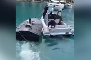 Ρυμούλκηση του drone που εντοπίστηκε στην Λευκάδα