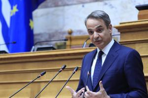 Ο Κυριάκος Μητσοτάκης στη συνεδρίαση της ΚΟ της ΝΔ