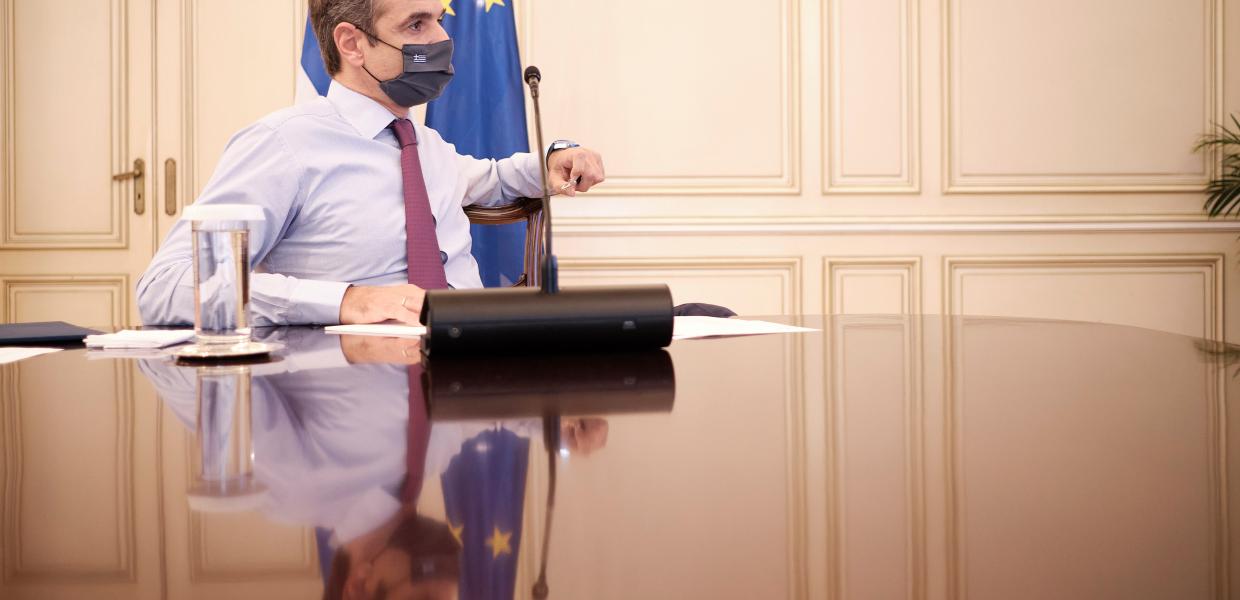Ο Κυριάκος Μητσοτάκης σε τηλεδιάσκεψη