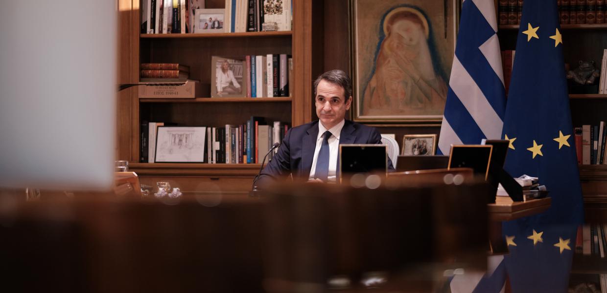 Ο Κυριάκος Μητσοτάκης στο Μαξίμου