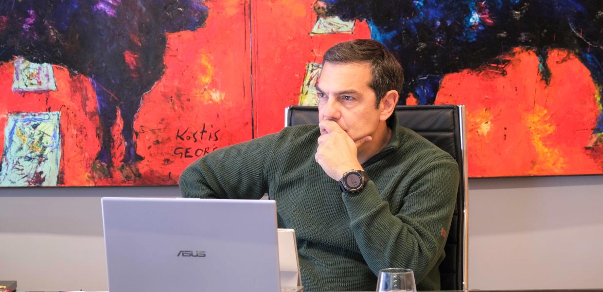 Ο Αλέξης Τσίπρας σε τηλεδιάσκεψη